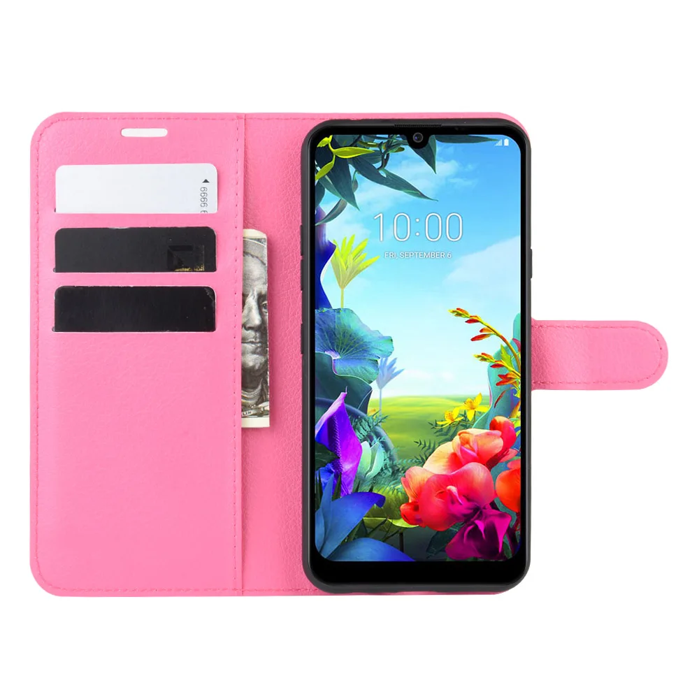 Чехол для LG K40S мягкий силиконовый откидной бумажник кожаный чехол подставка