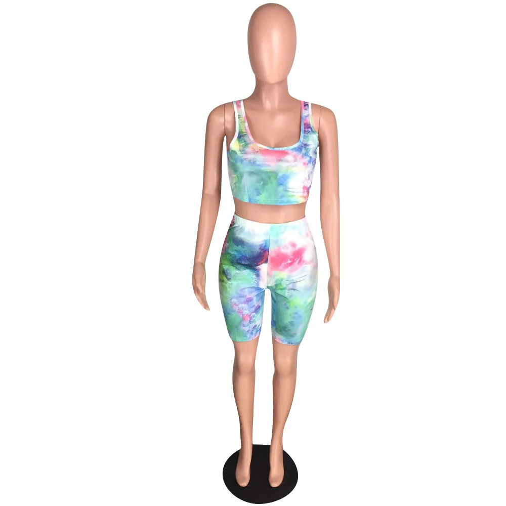 Женский комплект из двух предметов укороченный топ с завышенной талией и шорты