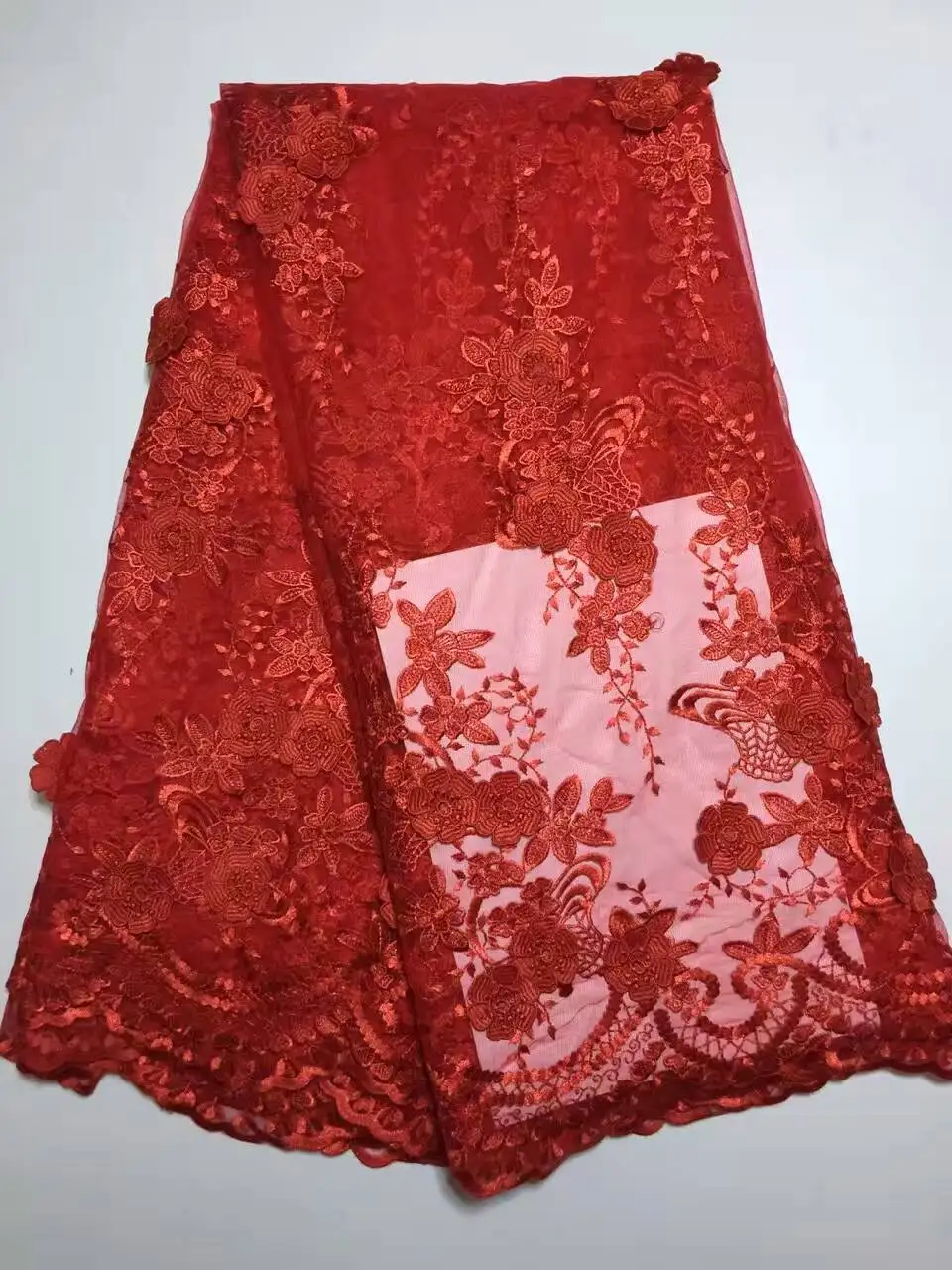 

African Lace Fabric High Quality Pure Handmade 3D Flowers French Lace Fabric High-End Embroidered Guipure Lace FABRIC ALC-D1072