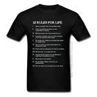 Черные мужские футболки с цитатами, надписями 12 правил жизни, повседневные топы с буквенным принтом, футболка большого размера, одежда на заказ на День отца