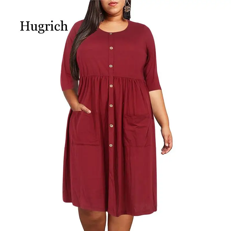 Большой размер платье для полных мм 2020 женское летнее свободный карман дизайн