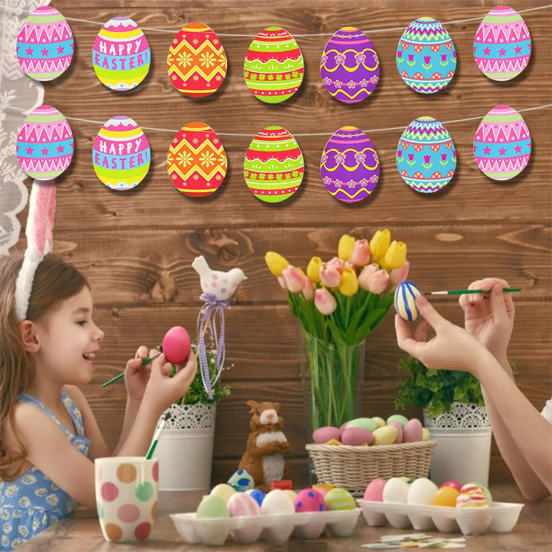 Новые творческие Счастливой Пасхи Декоративные Баннер DIY настенные подвесные