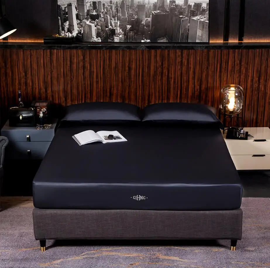 Темно-синие мягкий Египетский хлопок Постельное белье King Queen рисунок из