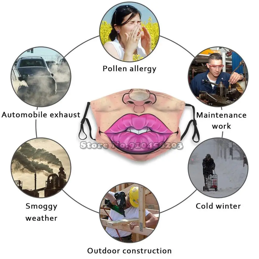 

Freckled Girl Lips Face Mask Reusable Face Mask Washable Pm2.5 Fashion Mask Lips Mouth Xoxo Lip Funny Cartoon Womens Girls