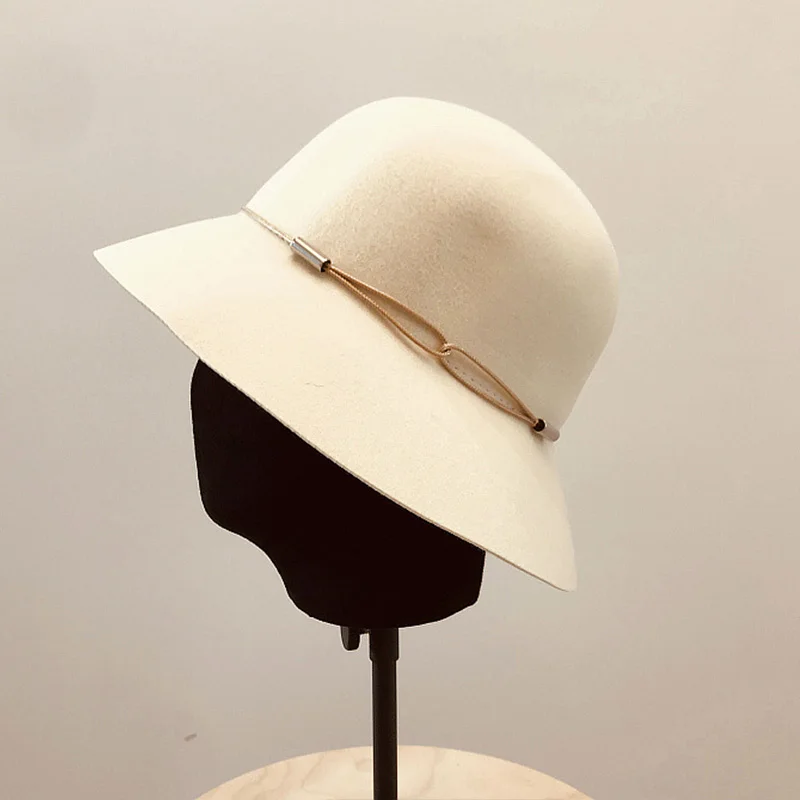 Женская шерстяная шляпа Колокол белая и черная из 2019 ной шерсти Зимняя с мягкими