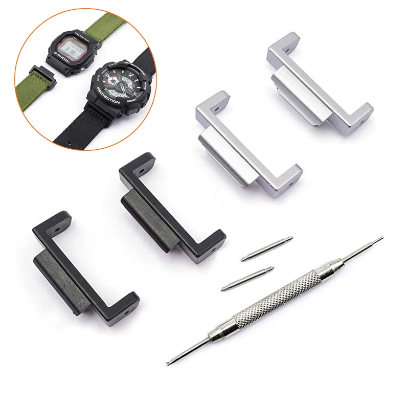 16mm Black Adapters Connectors for Casio G-SHOCK GA-110 GD-100 DW-5600 G-5600 Men Replacement Band Strap Watch Refit Accessories | Наручные