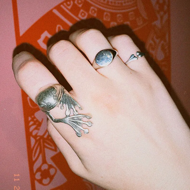 

Vintage Frog Rings For Women Girls Animal Open Cuff Ring Adjustable Gothic Jewelry Anillos Bague Femme