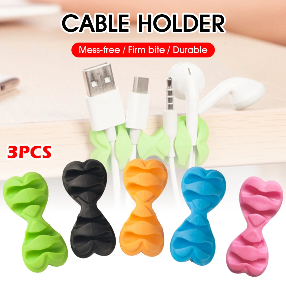 

2021 Colorful New Arrival 3Pce Cable Winder Earphone Cable Organizer Wire Storage Charger Holder Clips Cable Winder