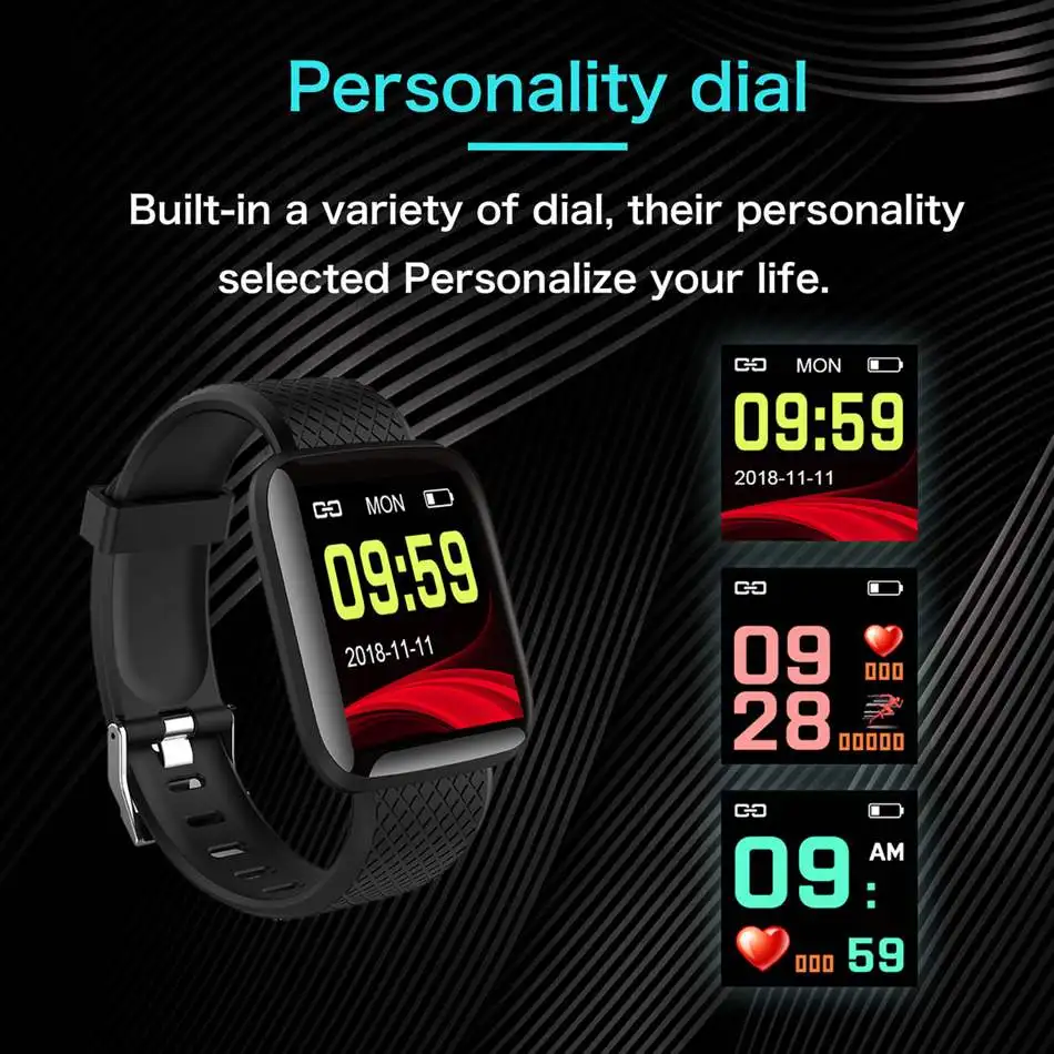 116 плюс смарт часы для мужчин 1 3 'на заказ циферблат динамический крови Давление