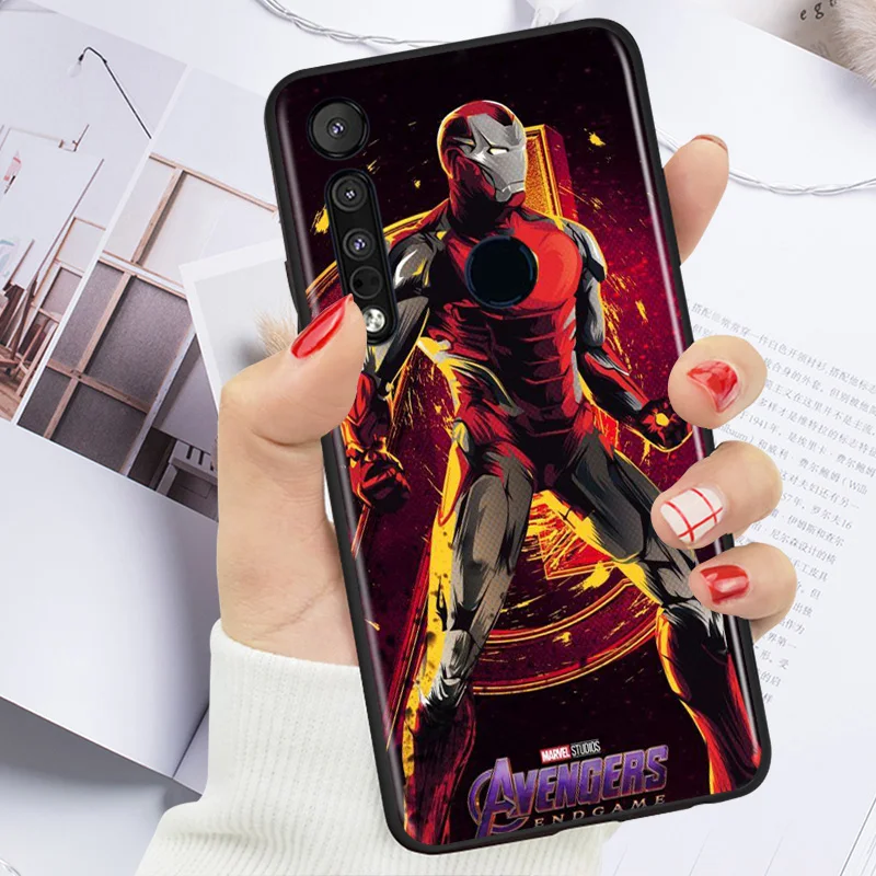 

Marvel Avengers Iron Man Super Hero For Motorola G9 G8 G Power One Fusion Edge E6 Plus Play Lite TPU Silicone Black Phone Case