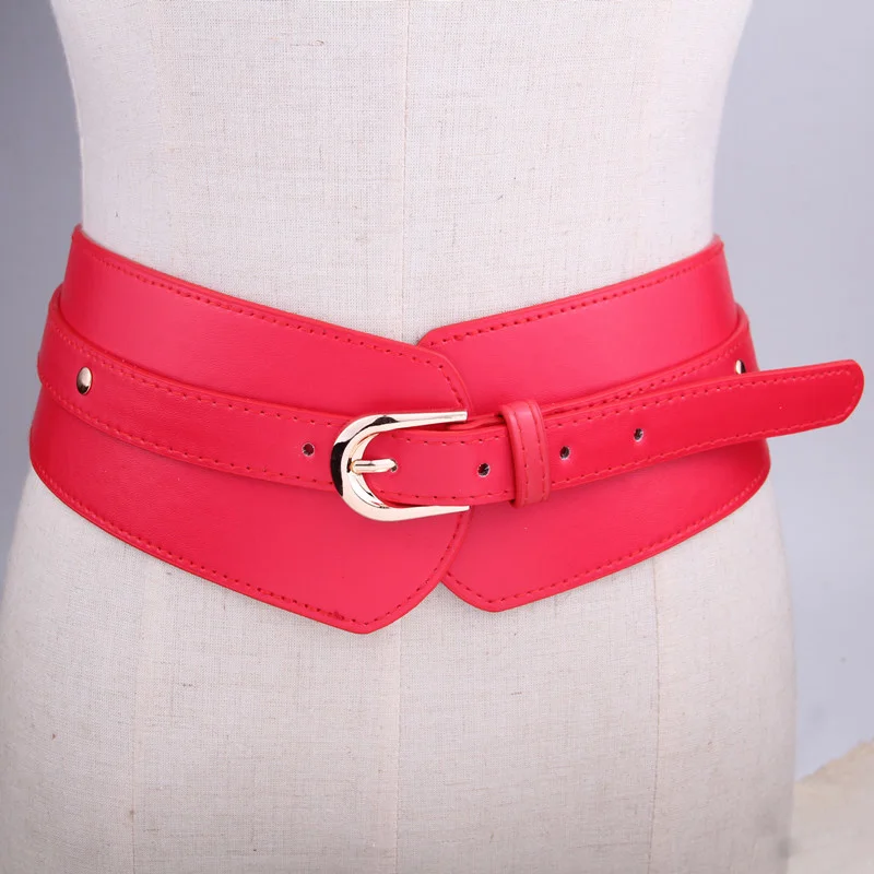 

Female Wide Elastic Waistband, Decorative Female Waistband Leather Red Buckle