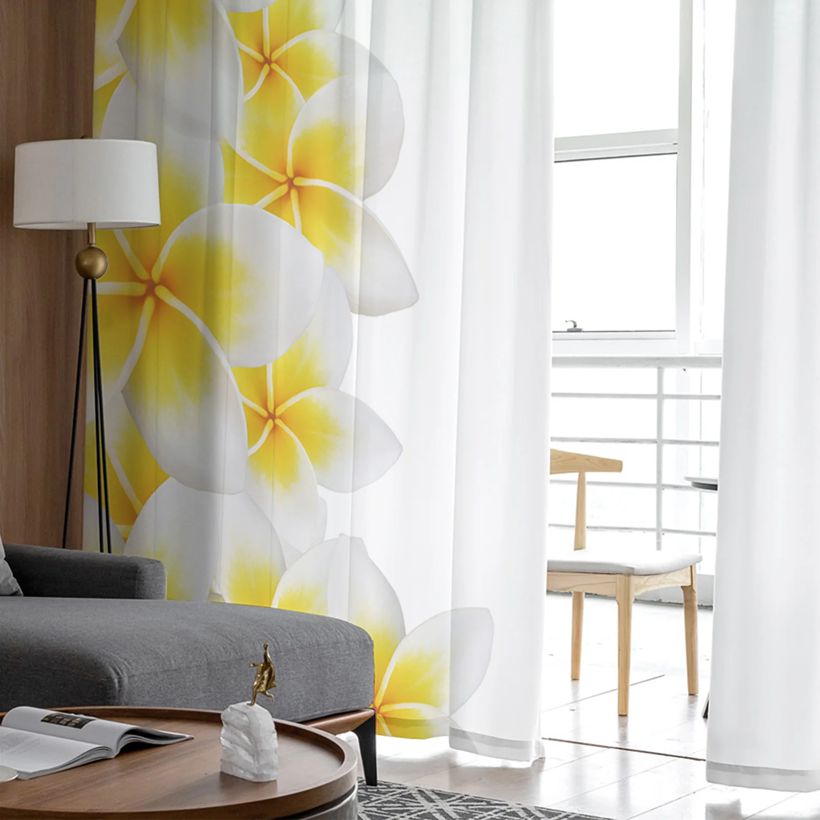 Белый Плюмерия цветочные прозрачные шторы оконные для гостиной спальни жалюзи