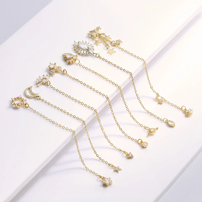 1 Pc Nail Charms Alloy Drill Chains Mixed Shape Ornament Bling Rhinestones Studs Charms 3D Nail Art Decoration Accessories