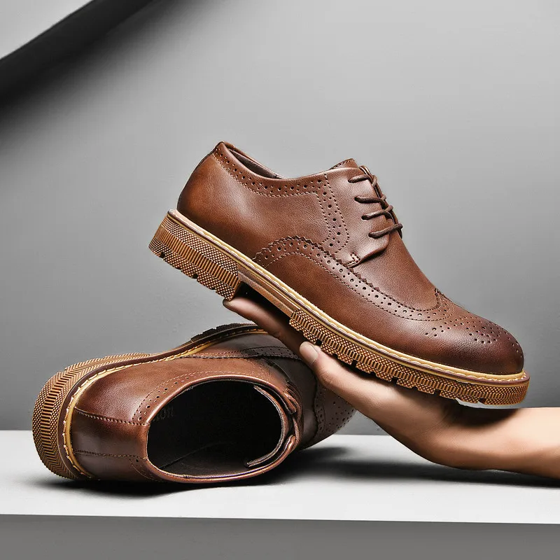 Мужская повседневная обувь мужские туфли на плоской подошве удобные кожаные