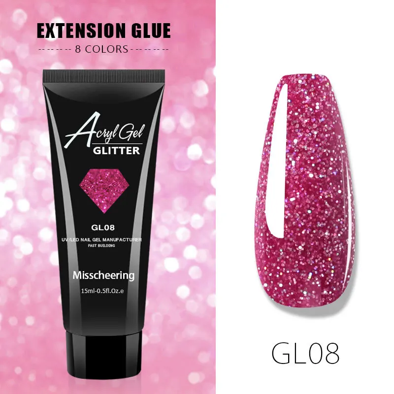 

Extend Gel nail Art Quick Phototherapy Gel 8 Colors Nail Polish Gel Painless Sequin Extension Gel Lasting Painless Long Nails