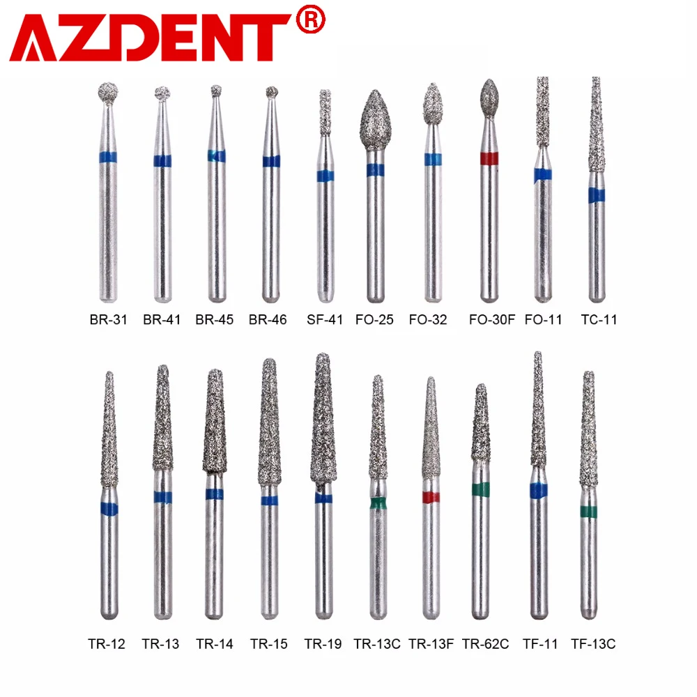 

100pcs/20Boxes AZDENT Dental Diamond Burs for High Speed Handpiece Medium Dentist Tools Teeth Whitening Matreial Lab Tools