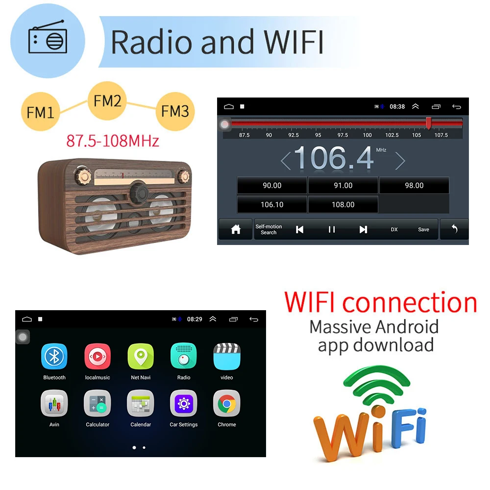 Автомагнитола AMPrime 2 Din с сенсорным экраном 9 дюймов Bluetooth SD/MP4/USB/AUX мультимедийный