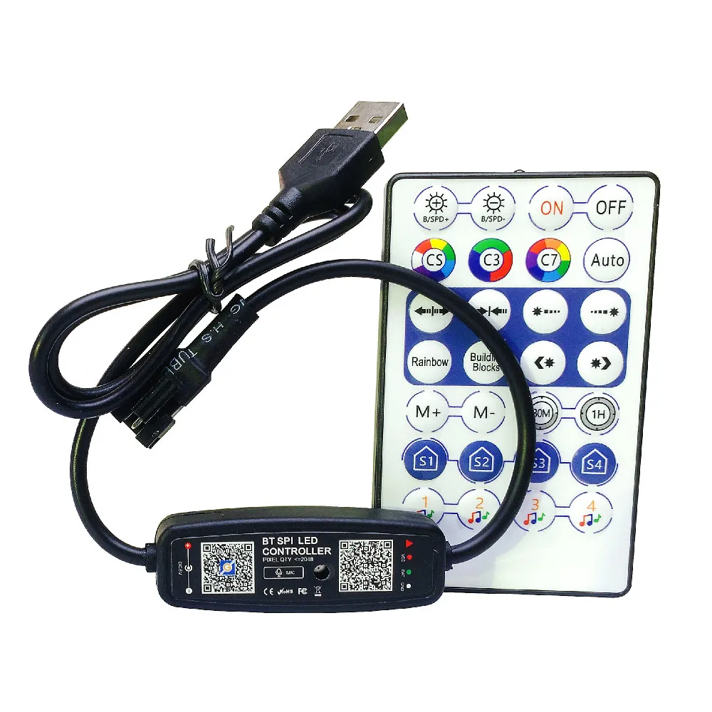 WS2812B LED Pixels Controller APP Bluetooth Music With Mic 28Keys Remote For WS2812 SK6812 WS2811 Addressable Strip Light USB DC | Освещение