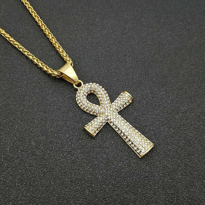 Хип хоп полностью Iced Out Нержавеющая сталь Стразы Anka Подвески ожерелье мужские и