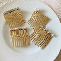 simple gold plated rhinestone simulated pearl wavy hair clip barrette hairpin women girls hair styling tool hair accessories