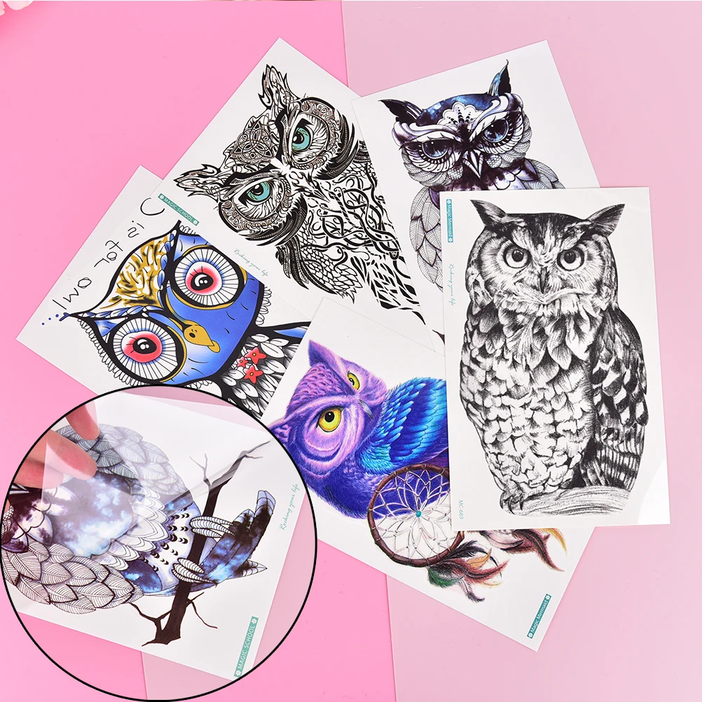 Водостойкая Ручная СОВА вспышка тату рукав большой женский временный боди арт