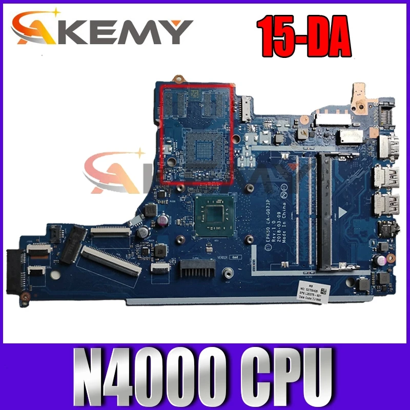 

L20372-601 L20372-001 For HP 15-DA Laptop Motherboard EPK50 LA-G073P With N4000 CPU DDR4 100% Fully Tested (Free Shipping)