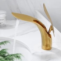new basin faucet bathroom single lever hot and cold brass water mixer tap gold chrome black basin leaf water sink mixer crane