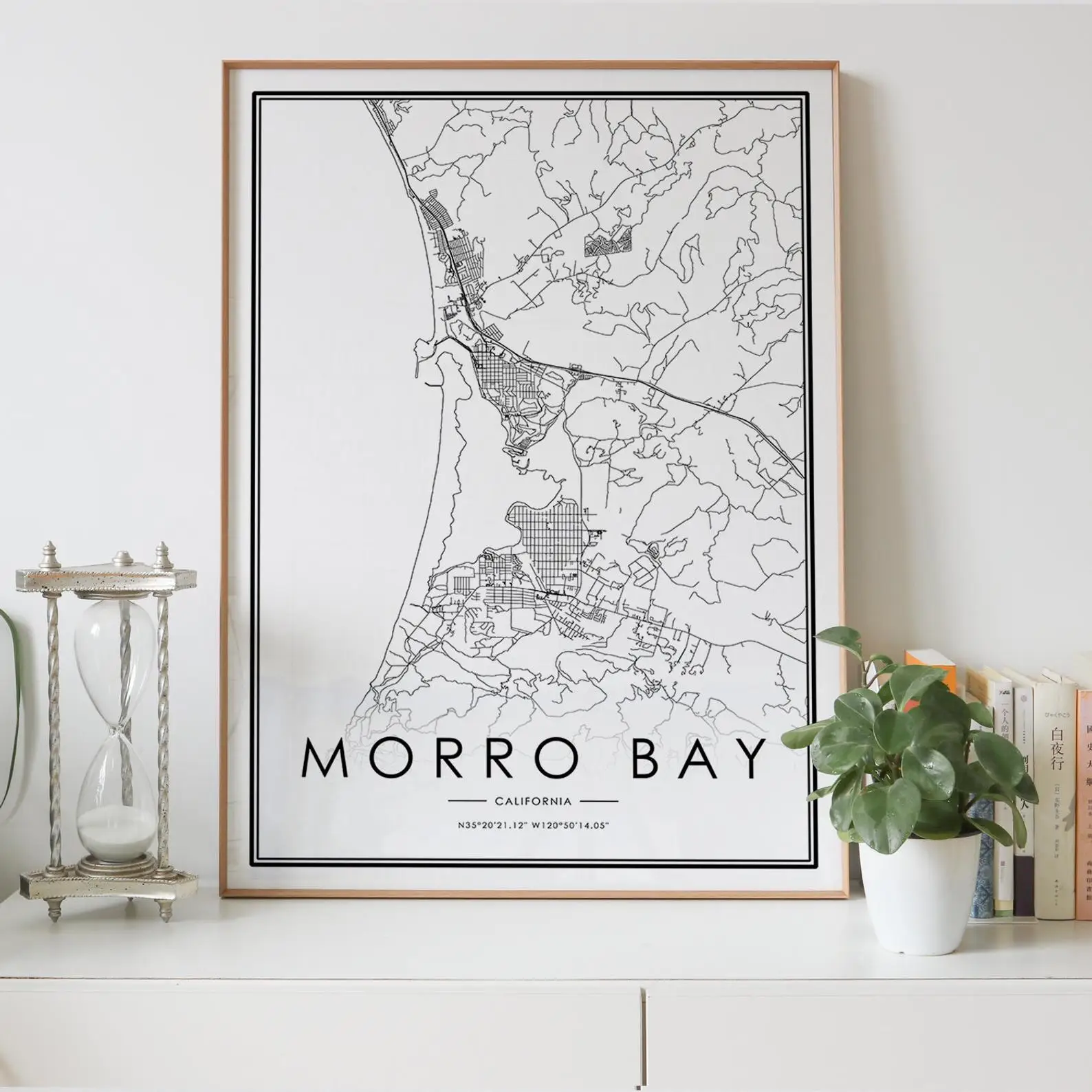 Морро-Бей Калифорния СА США городская карта Северная Комната декорации Холст Постер Современное домашнее украшение Художественная печать на.