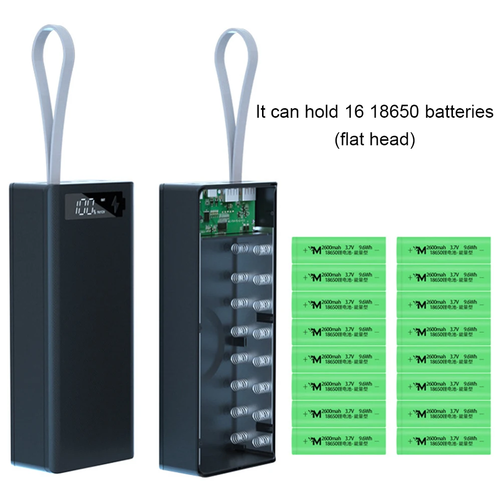 1618650 battery charger box power bank holder case dual usb lcd display support quick wireless charger battery shell storage free global shipping