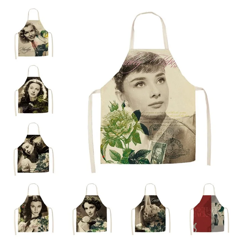 

1 шт. Кухонный Фартук Ретро дизайном в виде прозрачных звездочек, с принтом, без рукавов, из хлопка и льна фартуки для мужчин и женщин, семейны...