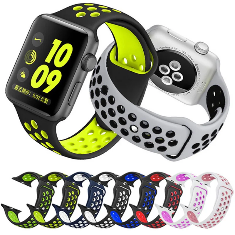 Силиконовый ремешок Apple Watch Band 44 мм/40 мм дышащий спортивный браслет для iWatch 38 мм/42