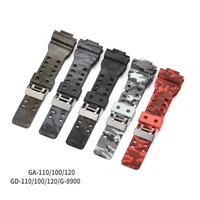 16mm silicone watchband for casio g shock ga 110 ga 100 ga 120 camouflage rubber waterproof men watch band strap for g shock