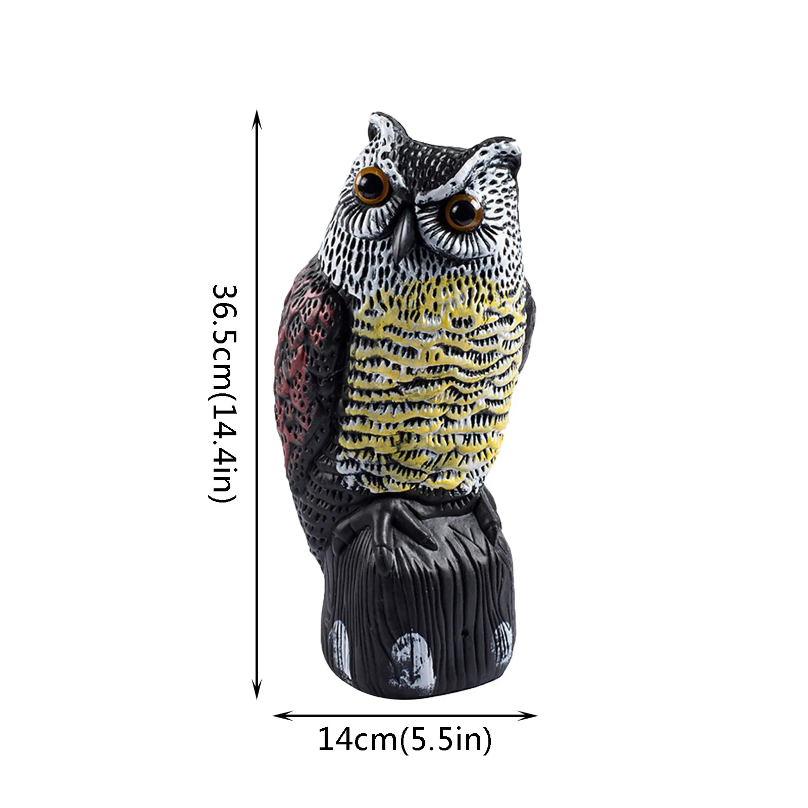 

Solar Fake Decoy Bird Repellent For Garden Scarecrow Deterrent With Flashing Eyes Frightening Owl Sound To Scare Woodpecker Away