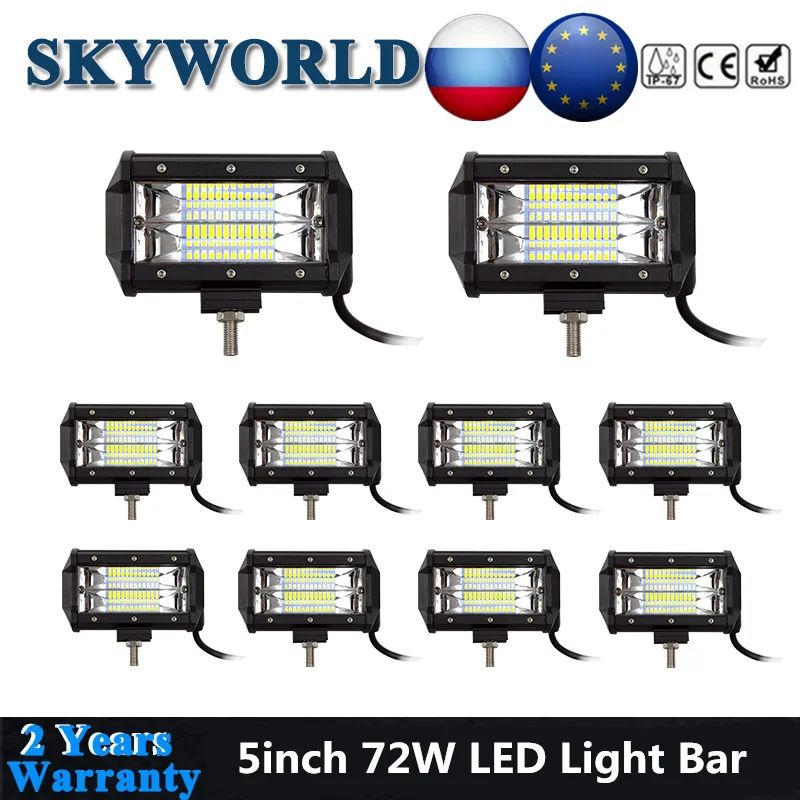 

10pcs/Lot 5inch LED Light Bar Flood Beam LED Bar Offroad 4x4 LED Headlights For Jeep Truck Niva Kamaz Uaz Trailer Boat Driving