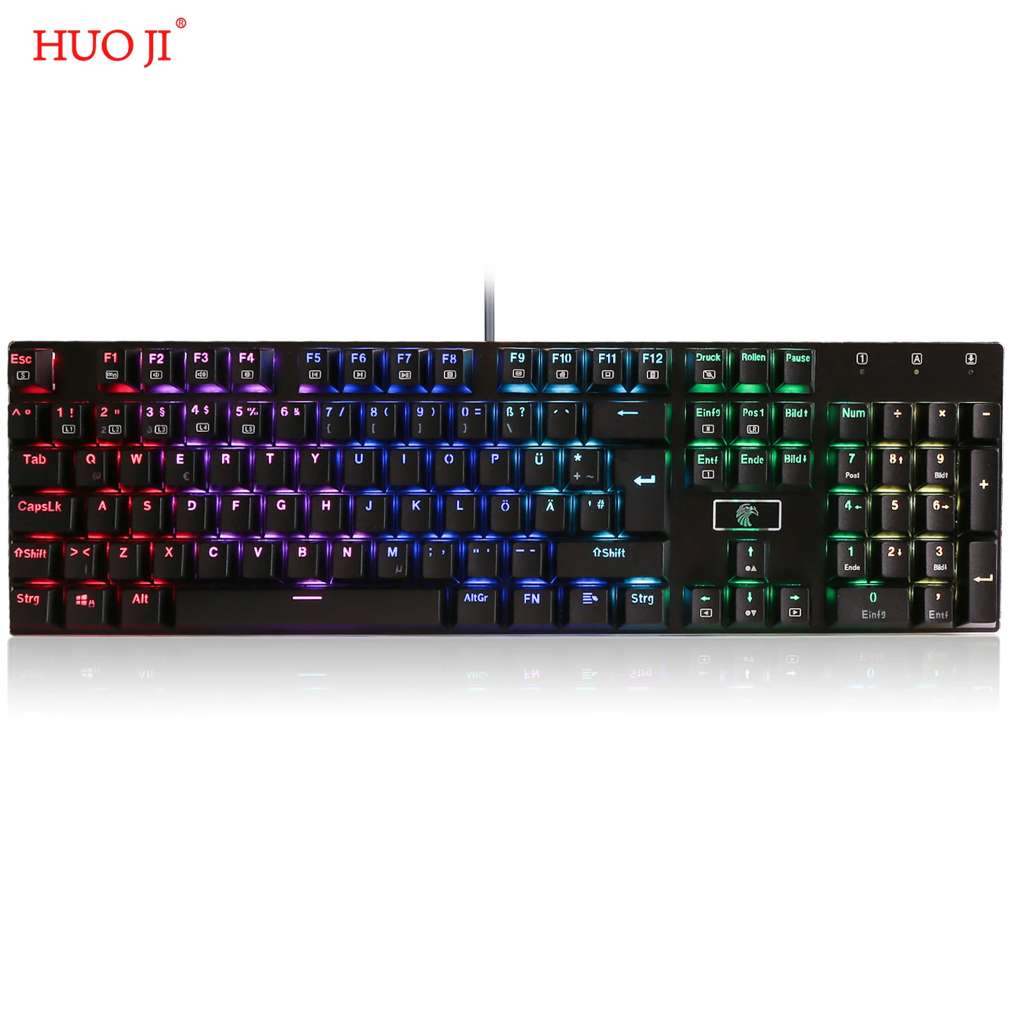 

HUO JI Z88 RGB Mechanical Gaming Keyboard Programmable RGB Backlit Blue Switch Waterproof 104 Keys Anti-Ghosting For PC Gamers