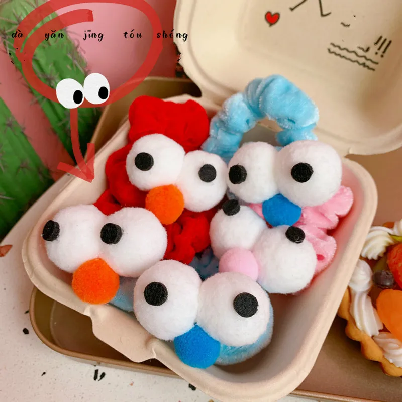 

Cartoon Large intestine circle Hairpin Hairpin hair hoop ornaments female Big eyes short Plush Hair accessories