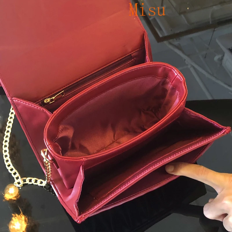 

Women's luxury 2020 luxury brand bags, one-shouldered hand-held small square bag, chain leather slanting across the bag