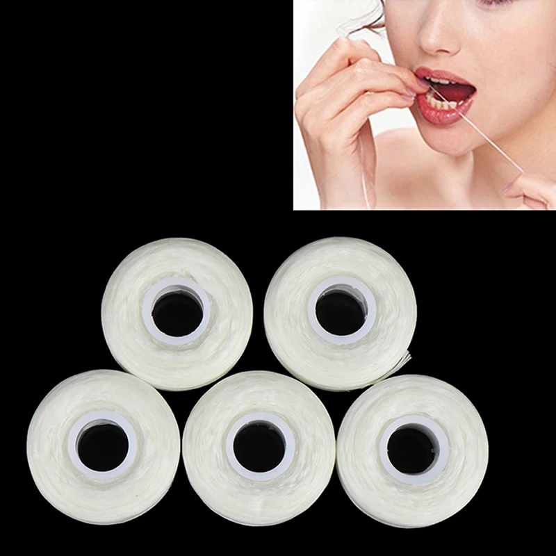 

5Roll Dental Floss Spool Toothpick Dental Flosser Oral Hygiene Teeth Cleaning Wax Mint flavor Teeth Flosser