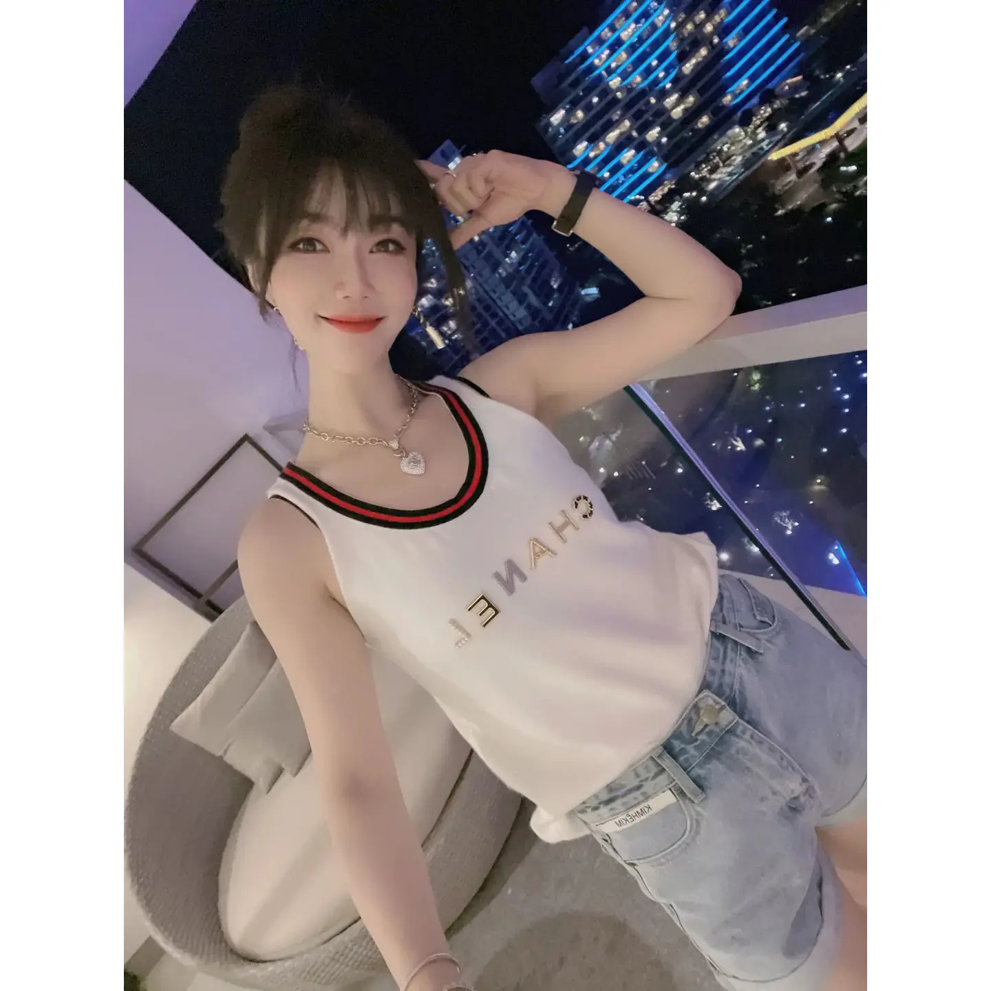 

Spring women's 2021 new letter vest bottoming shirt suspenders with women's sleeveless