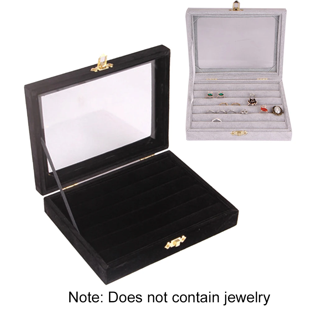 

Display For Earrings/Rings Holder Jewelry Case Velvet Fabala Organizer Box One-tier