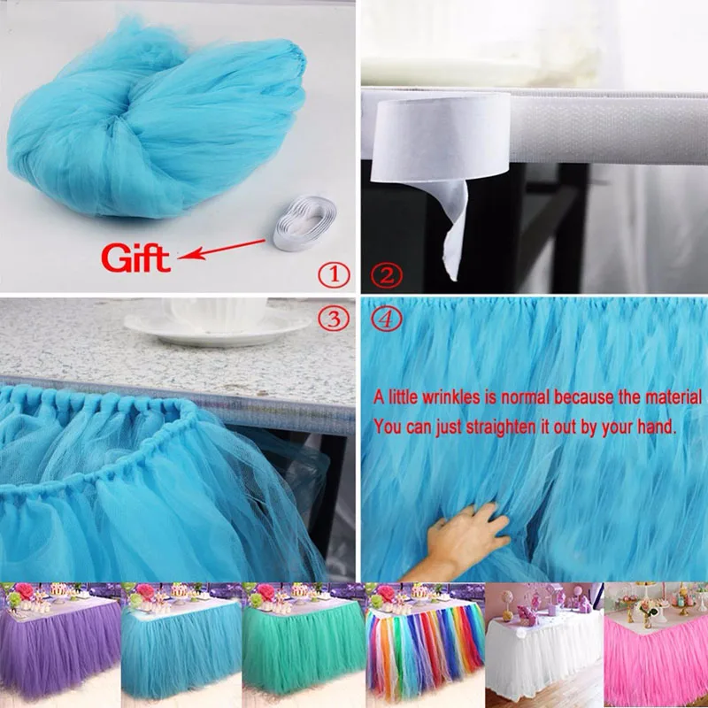 1*0.8m Sweet Table Decoration Baby Shower Decorations Party Cloth Pink Tulle Tutu Skirt Romantic Wedding Favor | Дом и сад