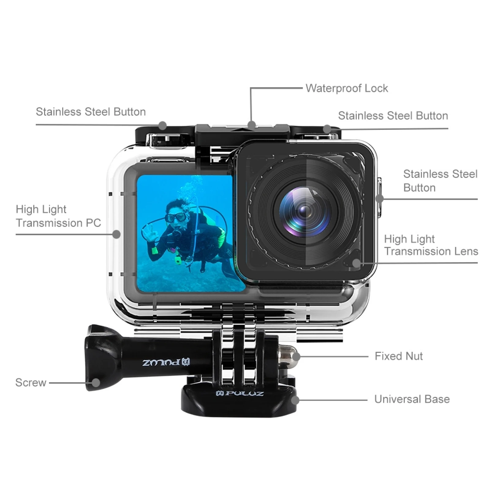Водонепроницаемый чехол для подводного плавания PULUZ 61 м защитный DJI Osmo с пряжкой