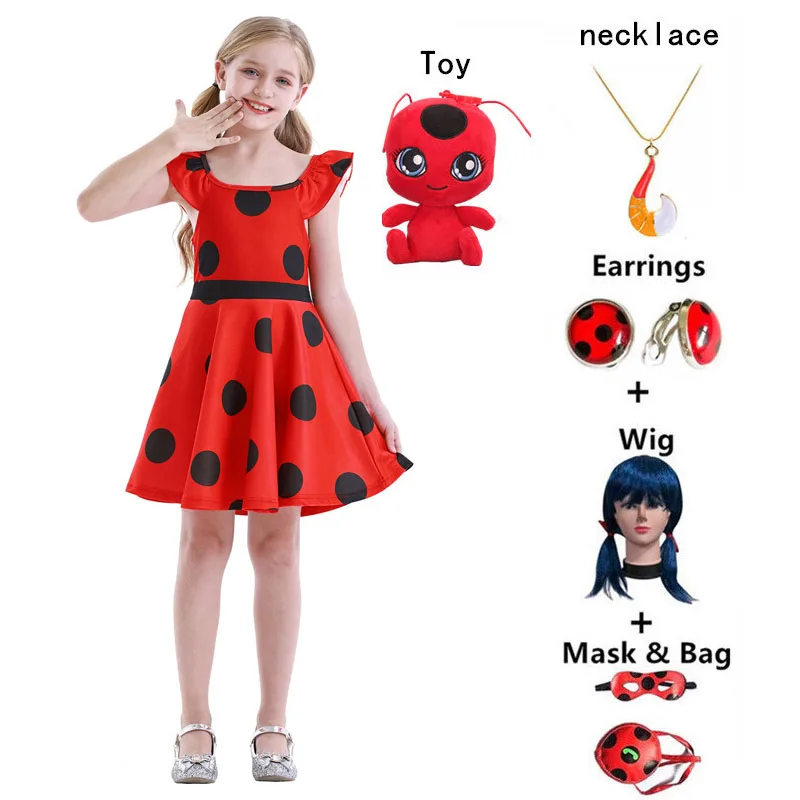 Карнавальный красный баг косплей платье для девочек летняя одежда вечернее