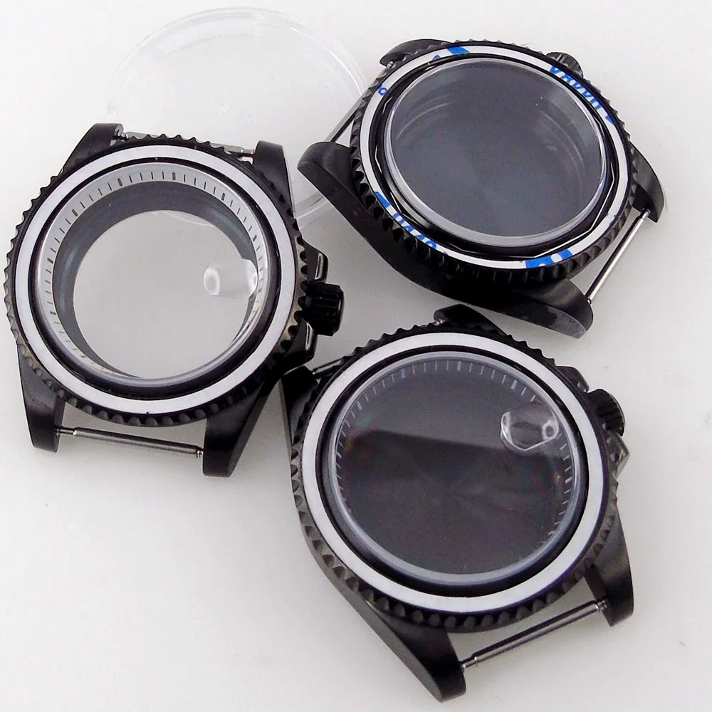 

Black PVD 40mm Watch Case with Chapter Ring Glass Back fit NH35A NH36A PT5000 ETA2824 ST2130 Sapphire Crystal