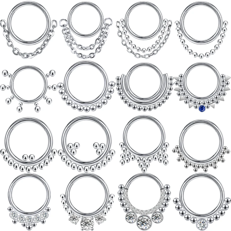 

ZS 16G Double Chain Nose Ring Stainless Steel Chain Septum Ring Bohemian Nose Piercing Sliver Plated Helix Cartilage Earring