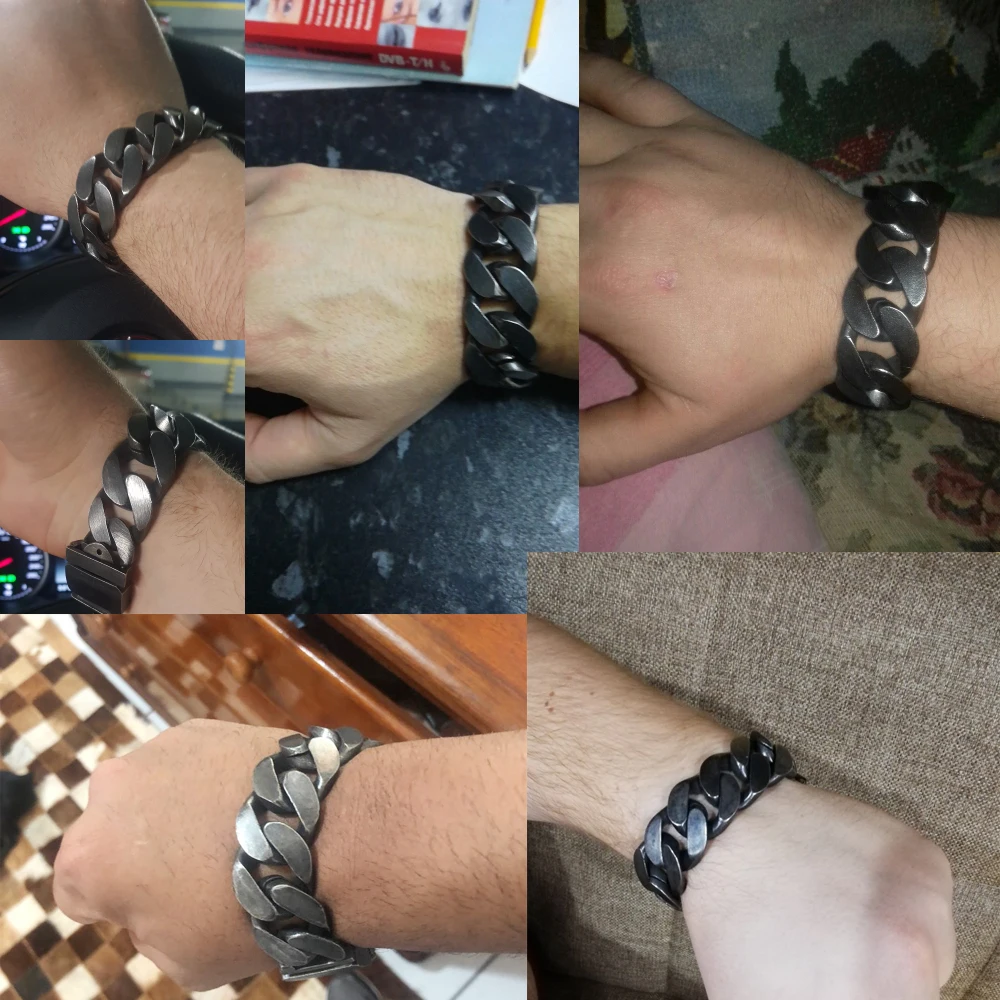 Мужской широкий браслет из нержавеющей стали с пряжкой на ремне 24 мм 2020|Цепочки и