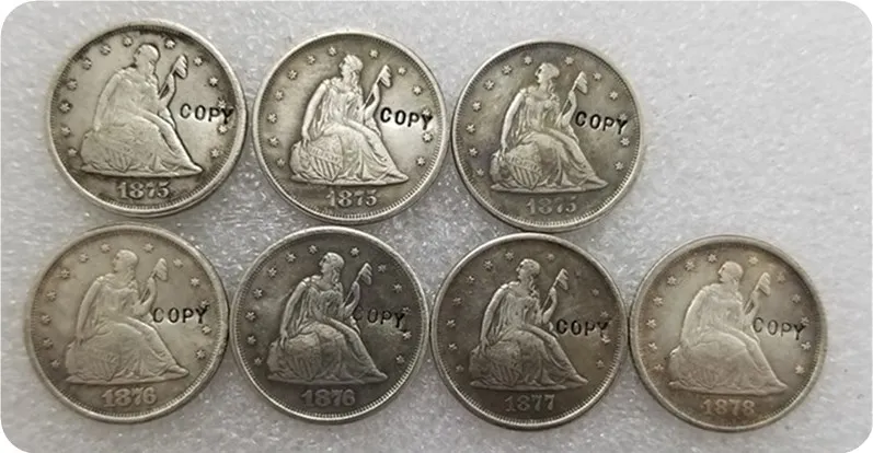 Копировальные монеты 1875 1875S 1875CC 1876 1876cc 1877 1878 Liberty Seated Twenty Cent | Дом и сад