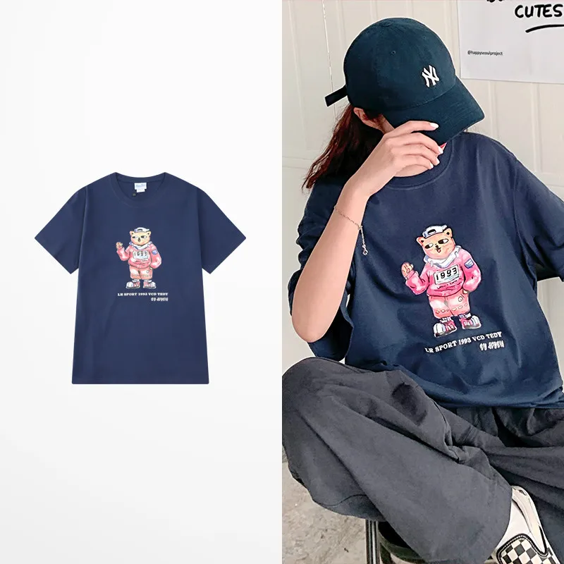 Футболка мужская винтажная модная с забавным принтом медведя из мультфильма