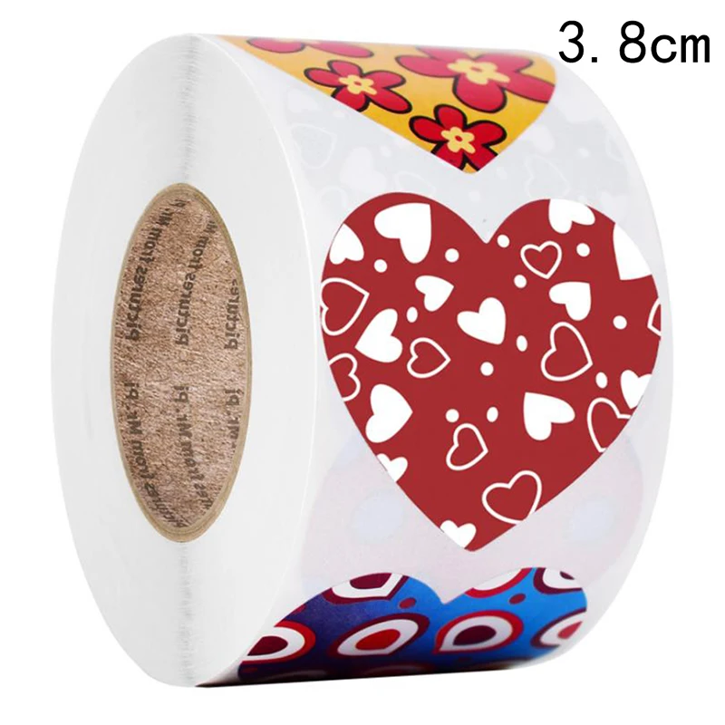 

500pcs/roll Heart Shape Seal Labels Valentine's Day Gift Package and Wedding Decoration Candy Box Stationery Sticker 1.5cm/3.5cm