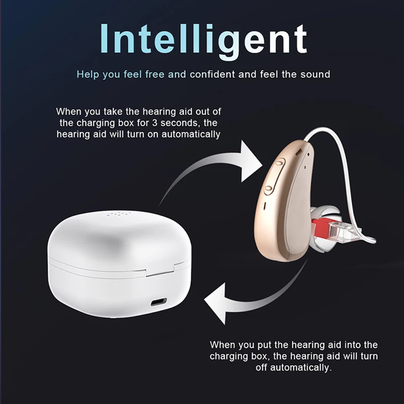 4 Каналы цифровой Перезаряжаемые слуховой аппарат Рик невидимые наушники с